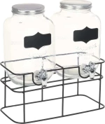 vidaXL Δοχείο Γυάλινο Με Βρυσάκι & Βάση 4000ml 2τμχ