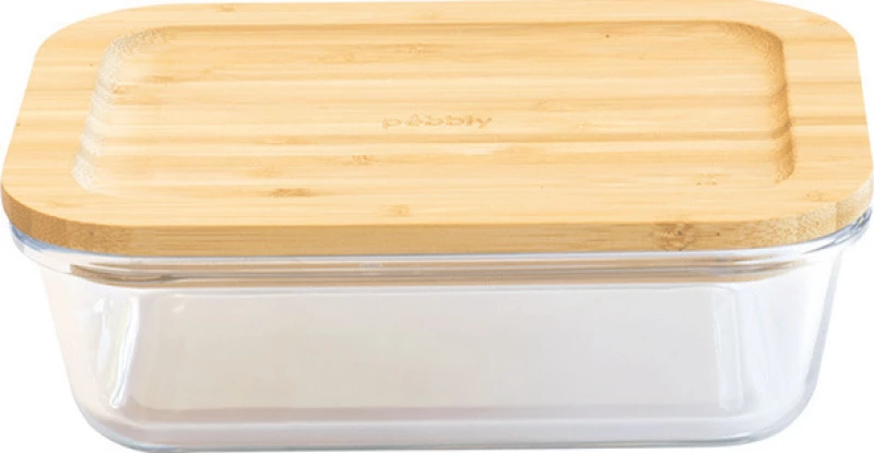 Pebbly Γυάλινο Δοχείο Τροφίμων με Καπάκι από Bamboo 640ml Natural