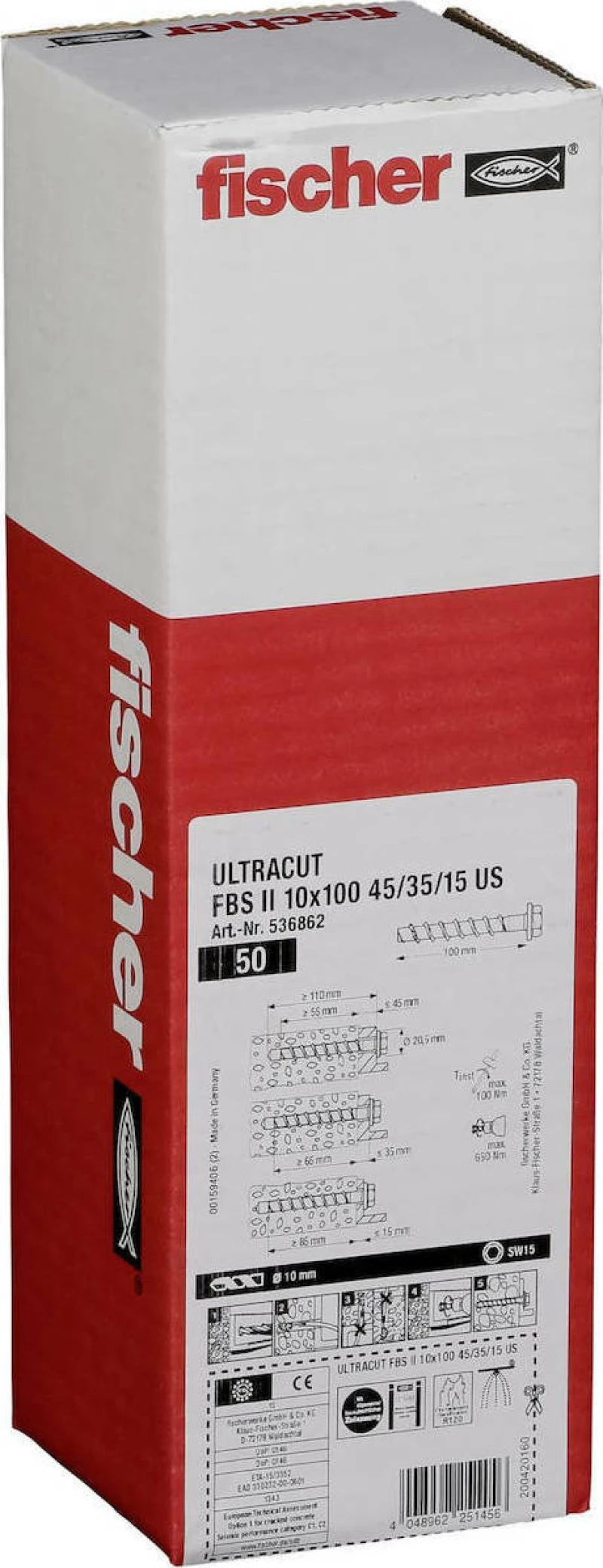 Fischer Ultracut Fbs II 10x100 45/35/15 Us 50pcs 536862