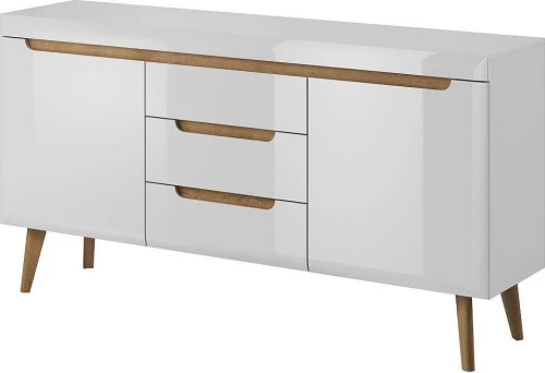 Lh-Homefurniture Μπουφές 21104-Nr Λευκό+Higloss Λευκό+Riviera 160X83X40Cm 21104-Nr