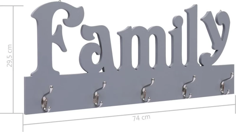 Κρεμάστρα Τοίχου Family Ξύλινη 29.5cm
