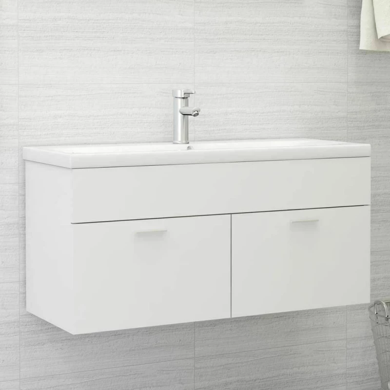 vidaXL 3071297 Πάγκος με Νιπτήρα 100x38.5x46cm Λευκός