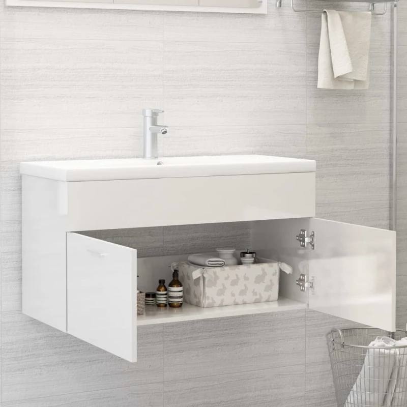 vidaXL 3071294 Πάγκος με Νιπτήρα 90x38.5x46cm Λευκός