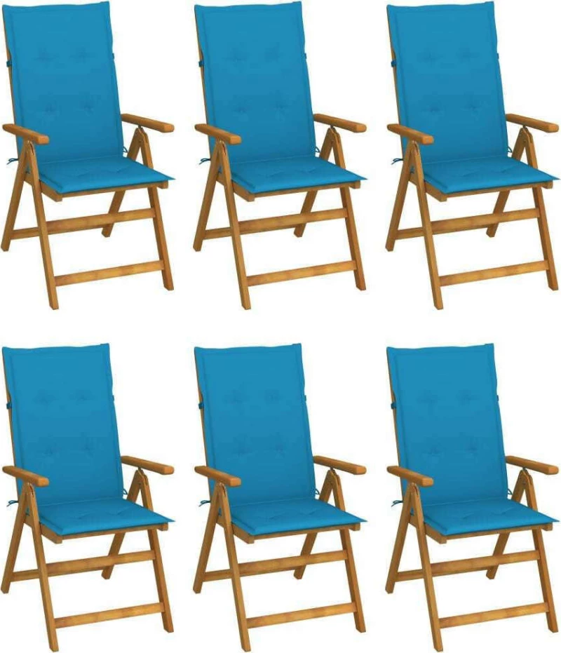 Καρέκλα Ξύλινη Φυσικό / Γαλάζιο 6τμχ