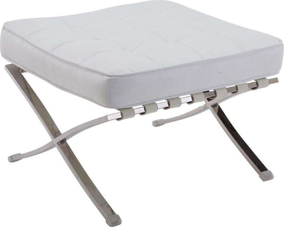 BARCELONA σκαμπώ Pu άσπρο με inox σκελετό Υ43x61x61εκ.