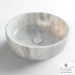 Fossil Thalo Επικαθήμενος Νιπτήρας Πέτρινος 33x33cm Λευκός