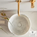 Fossil Thalo Επικαθήμενος Νιπτήρας Πέτρινος 33x33cm Λευκός