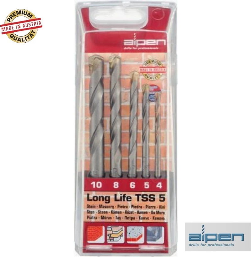 Alpen Drills Σετ Τρυπάνια Μπετού Long Life 4-10mm 5τμχ