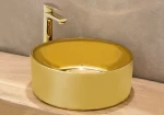 Tema Style Επικαθήμενος Νιπτήρας Πορσελάνης 40.5x40.5cm Χρυσός