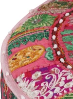 Πουφ Patchwork Στρογγυλό Χειροποίητο Ροζ 40 x 20 εκ. Βαμβάκι