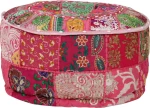 Πουφ Patchwork Στρογγυλό Χειροποίητο Ροζ 40 x 20 εκ. Βαμβάκι