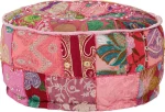 Πουφ Patchwork Στρογγυλό Χειροποίητο Ροζ 40 x 20 εκ. Βαμβάκι