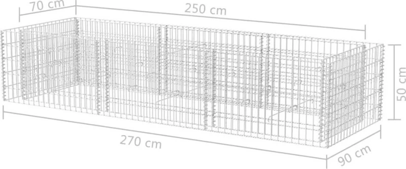 Συρματοκιβώτιο Γλάστρα 270x90x50cm από Χάλυβα 142556