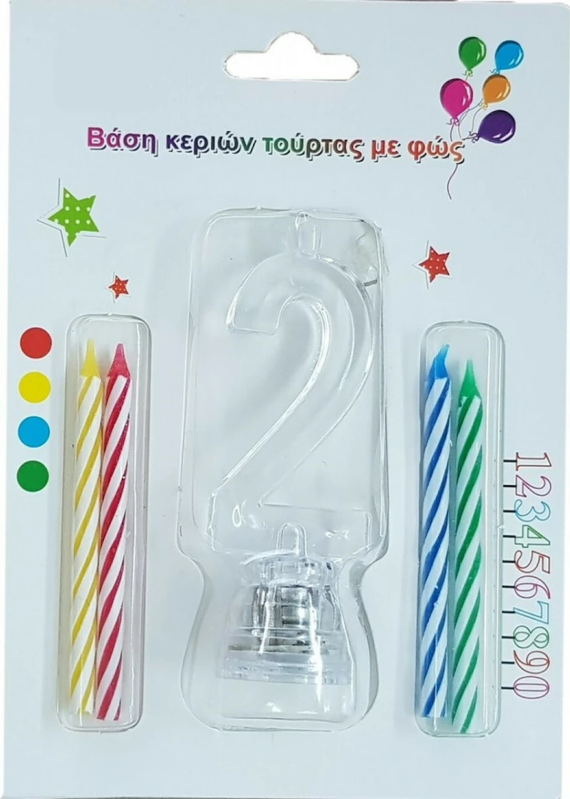 Φωτιζόμενη Led Βάση για Κεράκι Γενεθλίων Αριθμός 1 με 4 Κεράκια