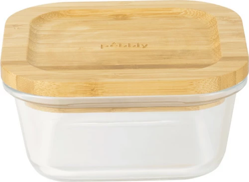 Pebbly Γυάλινο Δοχείο Τροφίμων με καπάκι από Bamboo 520ml Natural