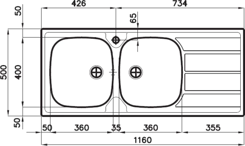 Foster 1000 1812561 Αριστερός Ένθετος Νεροχύτης 116x50cm Inox Σατινέ