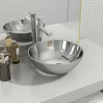 vidaXL 143489 Επικαθήμενος Νιπτήρας Κεραμικός 28x28cm Ασημί