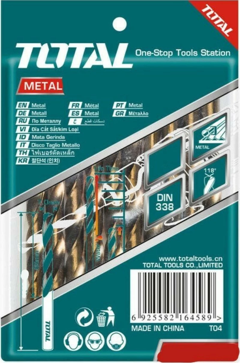 Total Σετ Τρυπάνια HSS DIN 338 10x133mm TAC101003 5τμχ