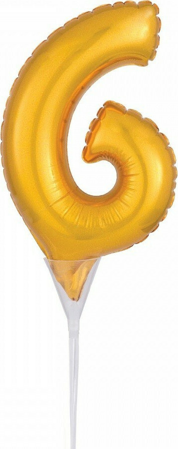 Cake Pick Νούμερο 6 Χρυσό 15cm