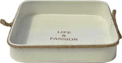 Plastona Δίσκος Σερβιρίσματος Μεταλλικός Life & Passion 31x31cm