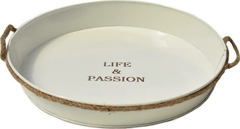 Plastona Δίσκος Σερβιρίσματος Μεταλλικός Life & Passion 34x34cm