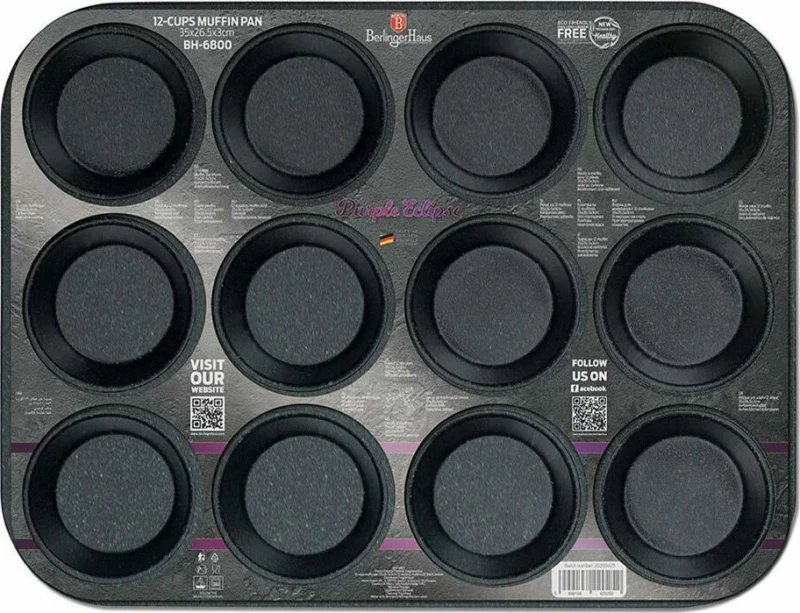Berlinger Haus Φόρμα Cupcakes/Muffins με Αντικολλητική Επίστρωση Purple Eclipse Collection 35x26.5cm