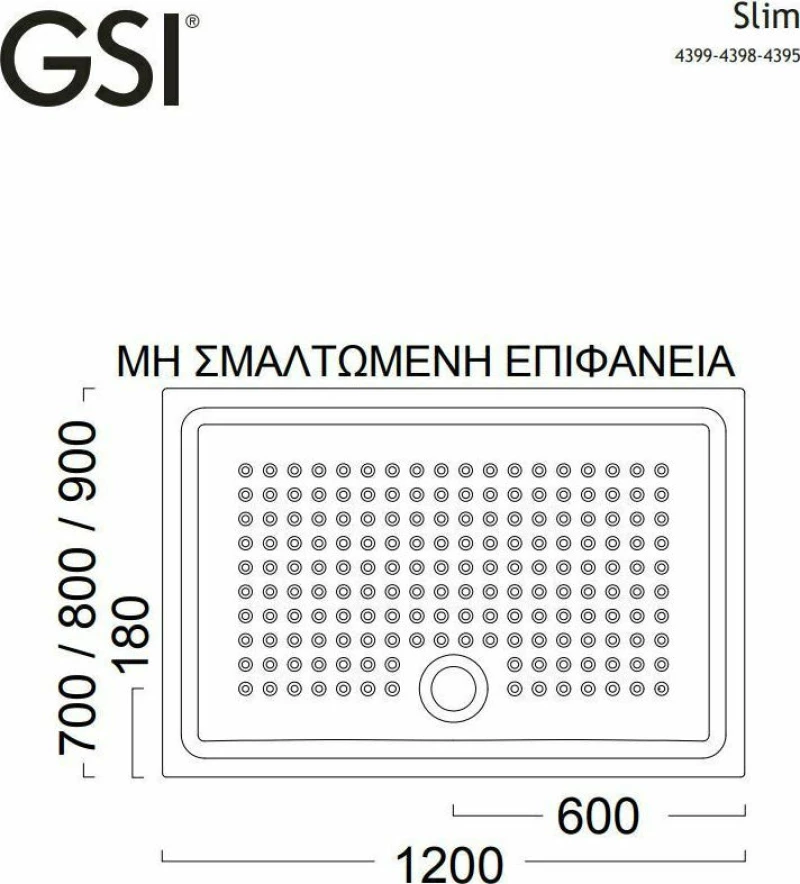 GSI Slim Ντουζιέρα 120x80cm