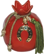 Marhome Επιτραπέζιο Γούρι με Ρόδι από Κεραμικό Υλικό 9x10cm