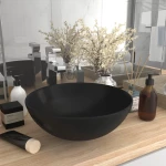 vidaXL 146986 Επικαθήμενος Νιπτήρας Κεραμικός 28x28cm Μαύρος