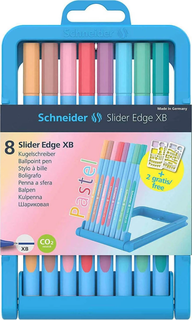 Schneider Στυλό Ballpoint 1.6mm με Πολύχρωμο Mελάνι 8τμχ Slider Edge XB Pastel