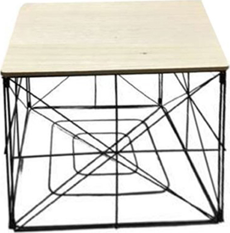 Μεταλλικό Πτυσσόμενο Σκαμπό με Ξύλινη Επιφάνεια 35x35x35cm