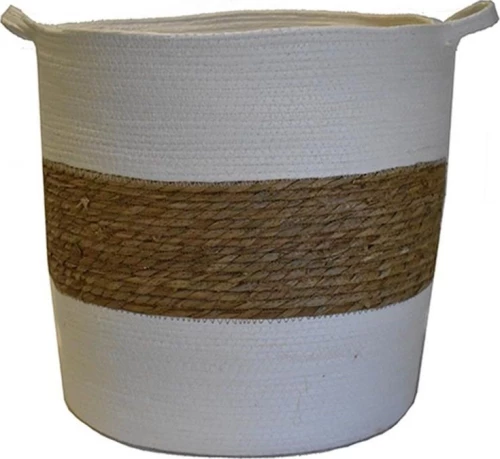 Plastona Διακοσμητικό Καλάθι Λευκό-Καφέ 40x40cm