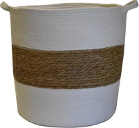 Plastona Διακοσμητικό Καλάθι Λευκό-Καφέ 40x40cm
