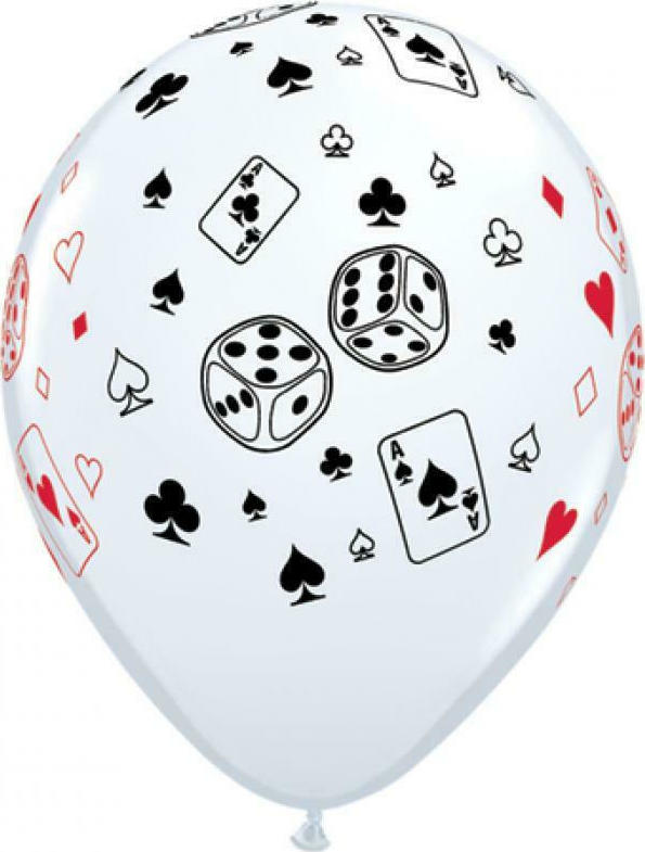 Μπαλόνια Λάτεξ 28cm Cards and Dice White 25τμχ