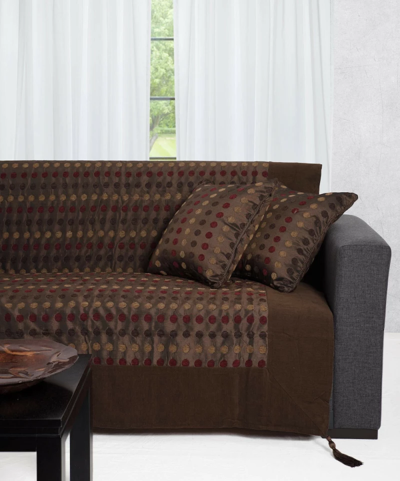 Silk Fashion Ριχτάρι Πολυθρόνας 602 Πουά 150x180cm Καφέ