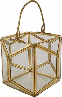 Plastona Φαναράκι Μεταλλικό Χρυσό 12x12x9cm