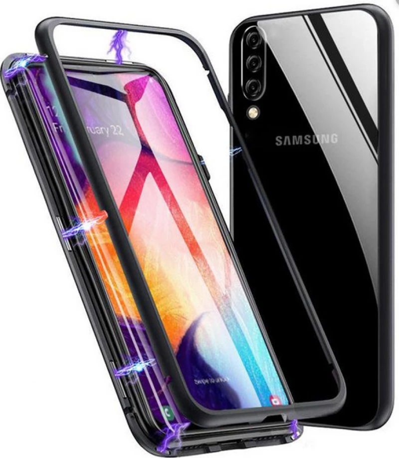 Μεταλλική μονο πισω μαγνητική θήκη για Samsung A70 ΜΑΥΡΗ (oem)