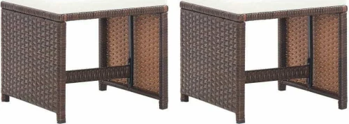 Σκαμπό Rattan Καφλε / Λευκό Κρεμ 46417