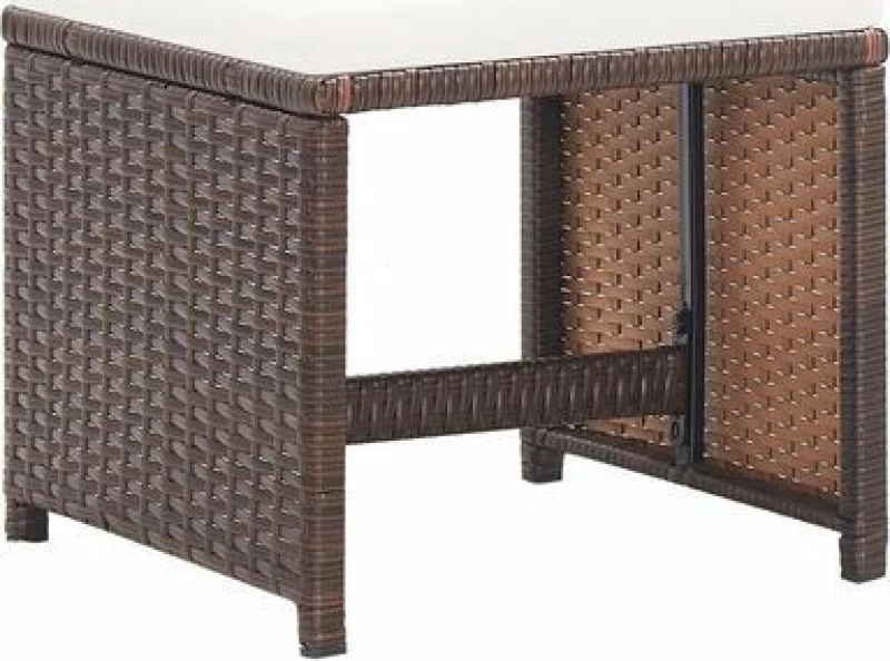 Σκαμπό Rattan Καφλε / Λευκό Κρεμ 46417