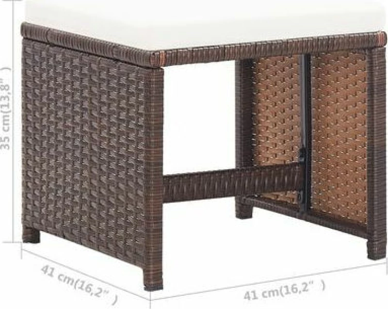 Σκαμπό Rattan Καφλε / Λευκό Κρεμ 46417