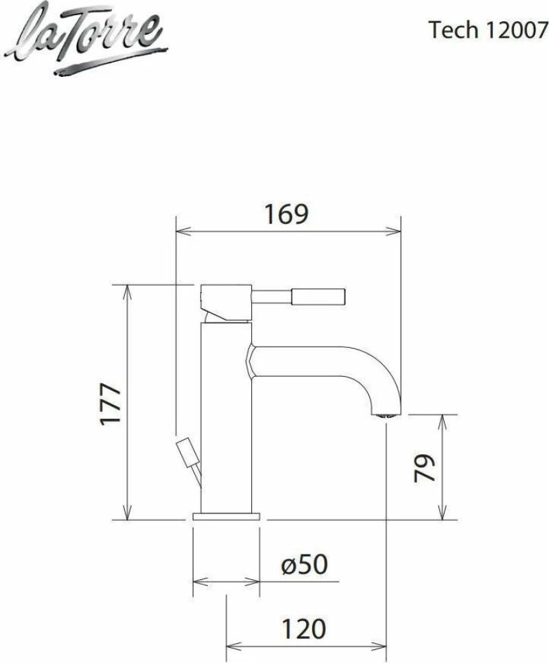La Torre Tech 12007-110 Αναμεικτική Μπαταρία Νιπτήρα Inox Ασημί