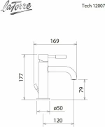 La Torre Tech 12007-110 Αναμεικτική Μπαταρία Νιπτήρα Inox Ασημί