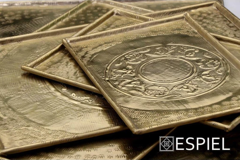 Espiel Πλατώ Σερβιρίσματος Αλουμινίου Σκάλισμα 42x30cm