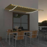 vidaXL Τέντα Πτυσσόμενη 4.5x3m με LED Κίτρινο / Λευκό