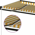 vidaXL Τέντα Πτυσσόμενη 4.5x3m με LED Κίτρινο / Λευκό