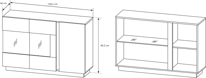 Μπουφές 36146-ARCW-21V Λευκό+Grandson 138.2x90.5x40cm