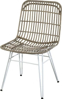 JK flamingo Καρέκλα μεταλλική με wicker καλάμι 49x45x80cm