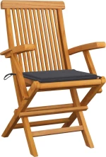 Καρέκλα Ξύλινη Teak / Ανθρακί 6τμχ