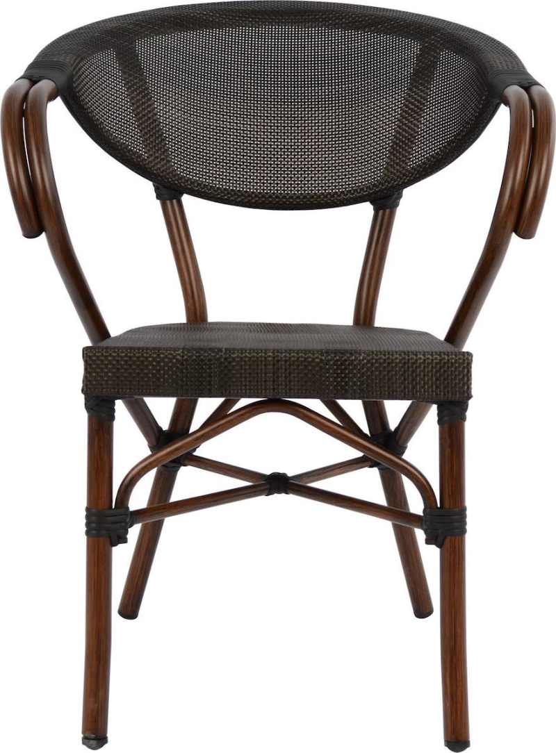 Πολυθρονα Αλουμινιου Bamboo Look Καφε Με Textline Hm5025 60,5X59X81 Cm