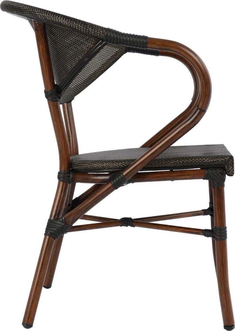 Πολυθρονα Αλουμινιου Bamboo Look Καφε Με Textline Hm5025 60,5X59X81 Cm
